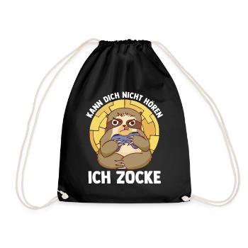 Kann Dich Nicht Hören Ich Zocke Gaming Faultier - Turnbeutel - Schwarz - Vorne