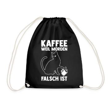 Coffee because murder is wrong Cat - Drawstring Bag - black - Front