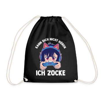 Can't hear you I'm gambling gaming gamer - Drawstring Bag - black - Front