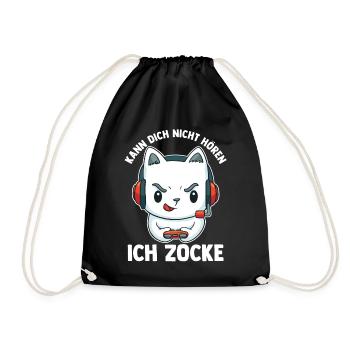 Kann Dich Nicht Hören Ich Zocke Gaming Panda - Turnbeutel - Schwarz - Vorne