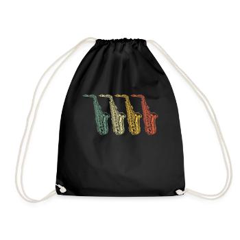 Saxophone Saxophone player Saxophonist - Drawstring Bag - black - Front