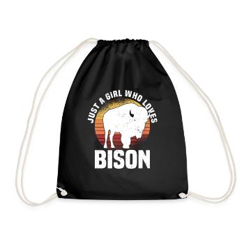 Buffalo Bison Ox Indian American - Drawstring Bag - black - Front