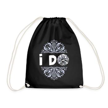 I Do, Wedding Diamond, Wedding, Team Bride - Drawstring Bag - black - Front