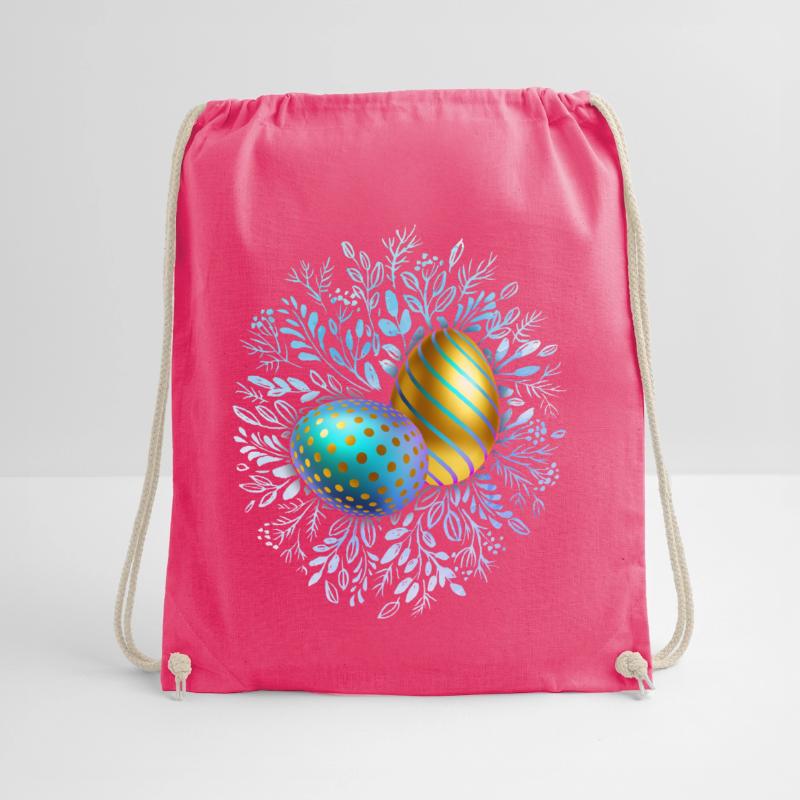 Happy Easter, Easter Eggs, 3D Design Egg Drawstring Bag