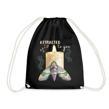 Valentine's Day Moth Candle Funny Love Saying - Drawstring Bag - black - Front