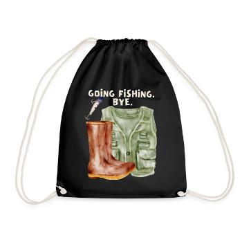 Fishing, anglers, fish, fish hooks, saying - Drawstring Bag - black - Front