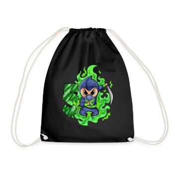 Boy 5 years 5th birthday Boy Ninja Green - Drawstring Bag - black - Front