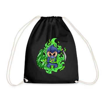 Boy 6 years 6th birthday Boy Ninja Green - Drawstring Bag - black - Front