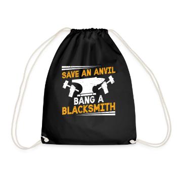 Save An Anvil - Bang A Blacksmith lustiger Schmied - Turnbeutel - Schwarz - Vorne