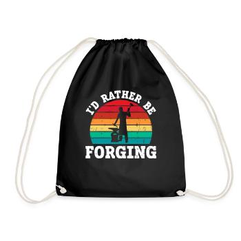 I'd Rather Be Forging Amboss Schmied - Turnbeutel - Schwarz - Vorne