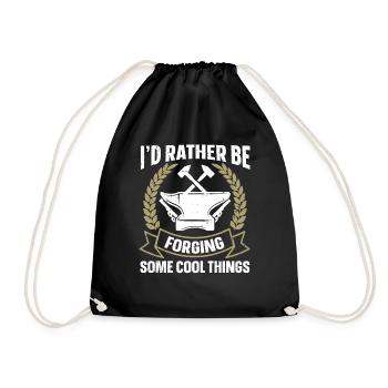 I'd Rather Be Forging Amboss Schmied - Turnbeutel - Schwarz - Vorne