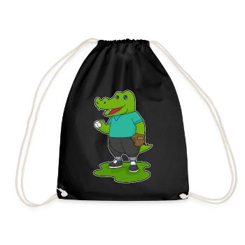 Crocodile Baseball Baseball Glove - Drawstring Bag - black - Front