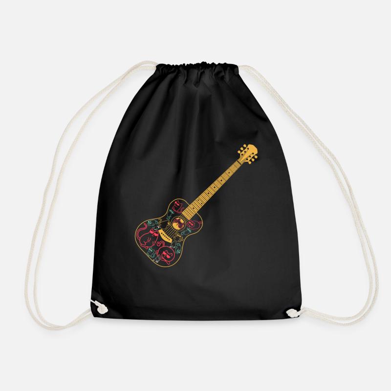 Guitar With Cats Guitar Guitarist Guitar Player Ca - Turnbeutel - Schwarz