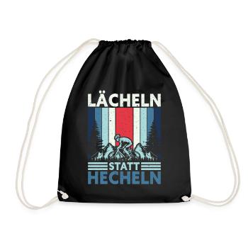 Lächeln statt Hecheln Fahrrad Bike eMTB Lustig - Turnbeutel - Schwarz - Vorne