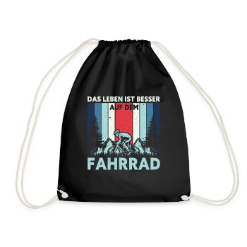 Das Leben Ist Besser Auf Dem Fahrrad Lustiges - Turnbeutel - Schwarz - Vorne