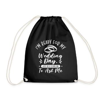 Wedding Day Typography Couple Funny Quotes - Drawstring Bag - black - Front