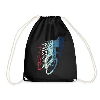 Retro Cyclist with Flames Bike Bike eMTB - Drawstring Bag - black - Front