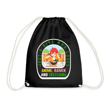 Just A Girl Who Loves Anime Ramen And Sketching - Drawstring Bag - black - Front