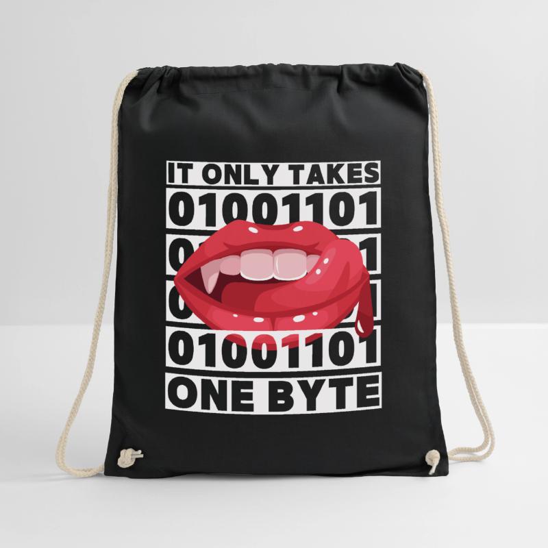 Bit Bytes Binäre Computernerd, Vampir, Spruch, Pun Turnbeutel