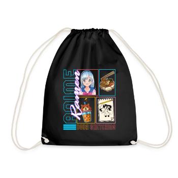 Anime Ramen Boba und Skizzenhemd, Boba Milch - Turnbeutel - Schwarz - Vorne