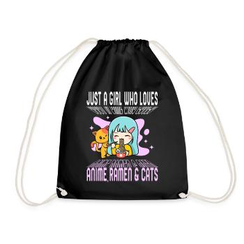 Anime Shirt, Just A Girl Who Loves Anime Ramen - Drawstring Bag - black - Front