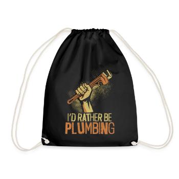 Plumbing Plumber Vintage I'd - Drawstring Bag - black - Front