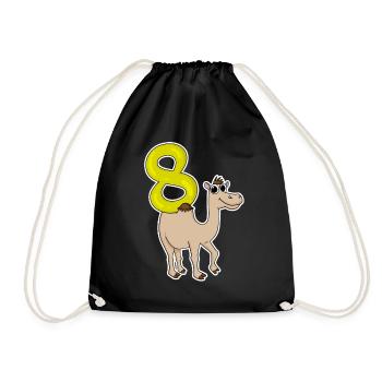 8 Jahre alt - 8. Geburtstag mit Tier Motiv - Turnbeutel - Schwarz - Vorne