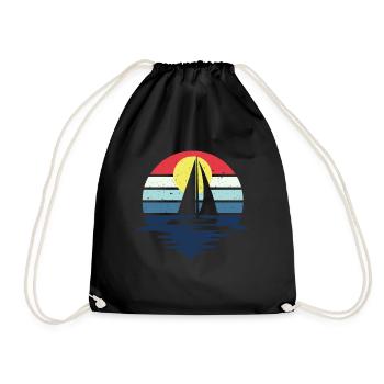 Retro Segeln Boot Segelboot Skipper Katamaran - Turnbeutel - Schwarz - Vorne