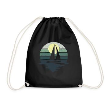Retro Segeln Boot Segelboot Skipper Katamaran - Turnbeutel - Schwarz - Vorne