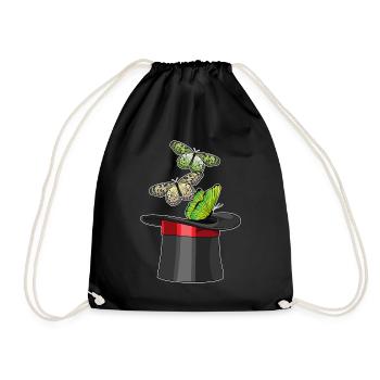 Schmetterling Zauberer Zylinder - Turnbeutel - Schwarz - Vorne