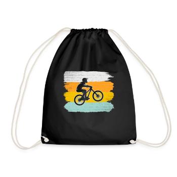 Mountain Bike Retro - Drawstring Bag - black - Front
