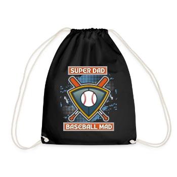 Baseball Dad, lustiger Spruch, Baseball-Logo - Turnbeutel - Schwarz - Vorne