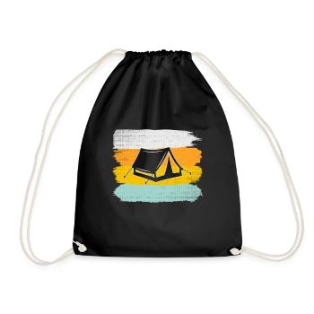 Camping Retro - Drawstring Bag - black - Front