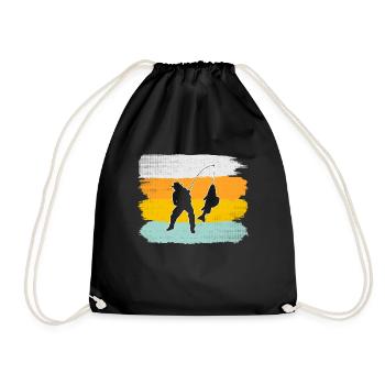Fishing Retro - Drawstring Bag - black - Front