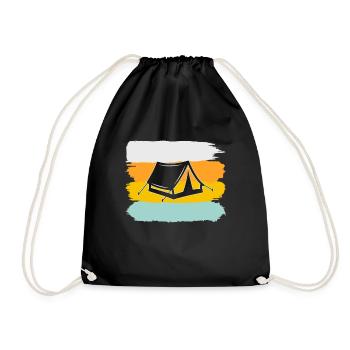 Camping Retro - Drawstring Bag - black - Front