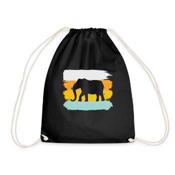 Elefant Retro - Turnbeutel - Schwarz - Vorne