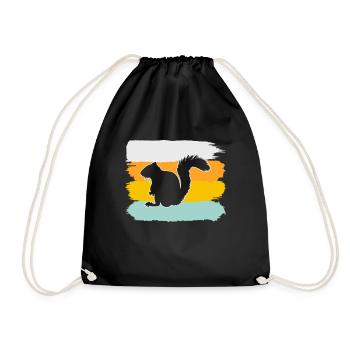 Squirrel Retro - Drawstring Bag - black - Front