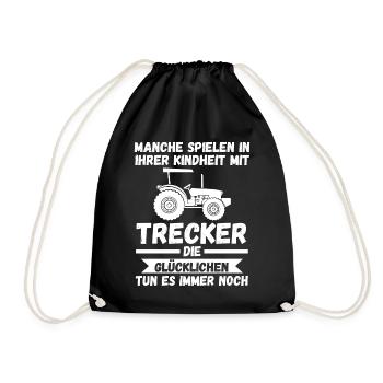 Landwirt Landwirtschaft Bauer Trecker Traktor - Turnbeutel - Schwarz - Vorne