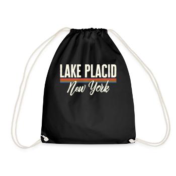 Lake Shirt, Lake Placid New York Vintage 70's Tee - Drawstring Bag - black - Front