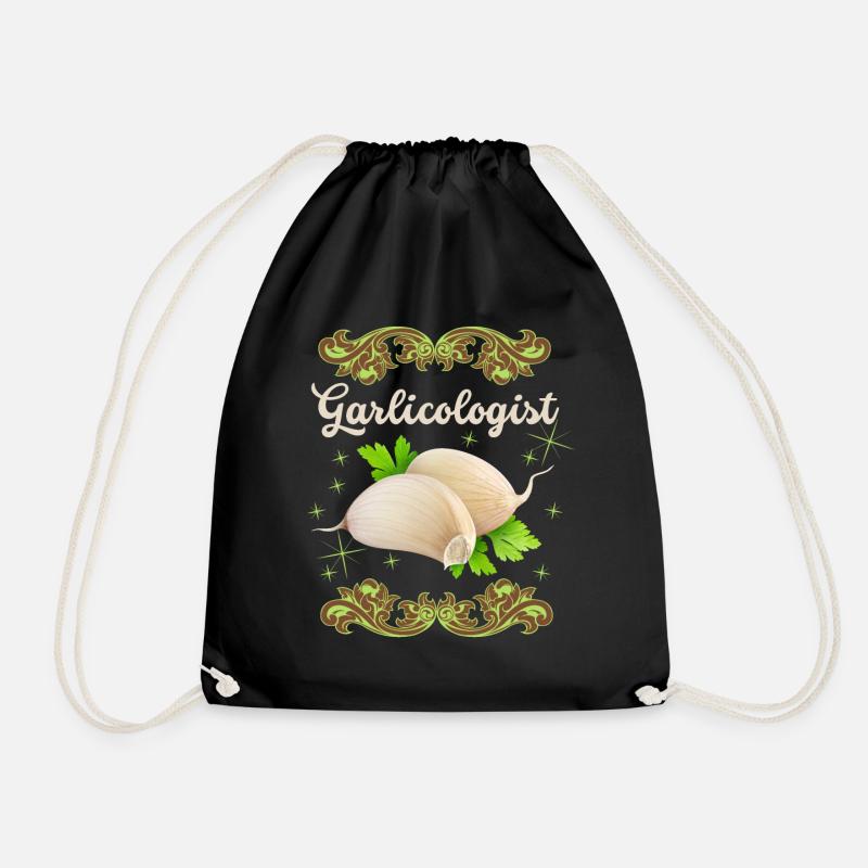 Knoblauch, lustiger Spuch, Garlicologist - Turnbeutel - Schwarz