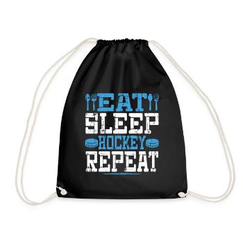 Eat Sleep Hockey Wiederholen Sie lustigen Retro-Jahrgang - Turnbeutel - Schwarz - Vorne