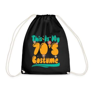 70s Outfit For Women & Men, This Is My 70s Costume - Drawstring Bag - black - Front