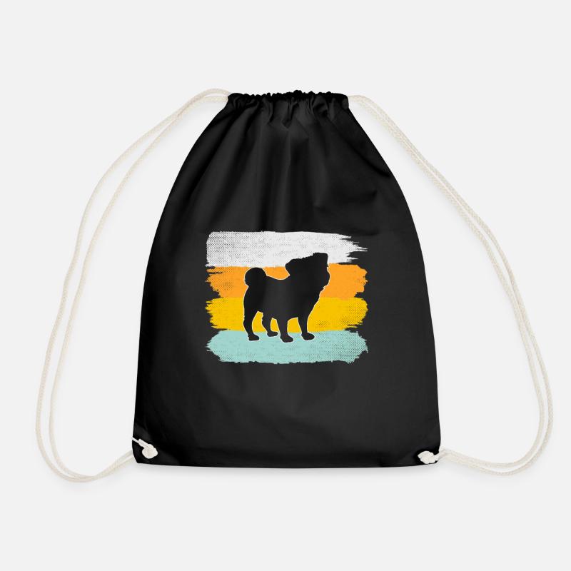 Mops Retro - Turnbeutel - Schwarz