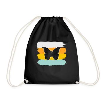Schmetterling Retro - Turnbeutel - Schwarz - Vorne