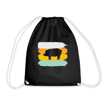 Schwein Retro - Turnbeutel - Schwarz - Vorne