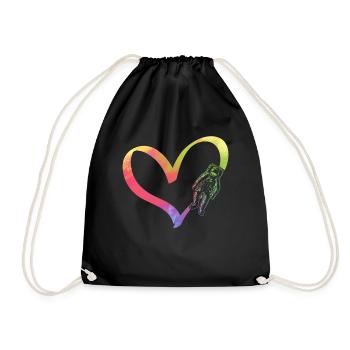 Space Travel Heart Astronaut Aerospace Space Astro - Drawstring Bag - black - Front