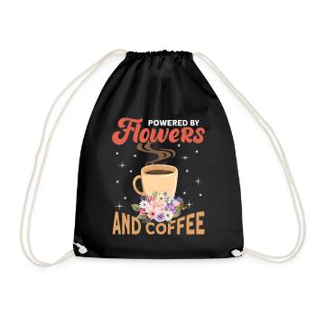 Powered by Flowers and Coffee For Florist - Drawstring Bag - black - Front