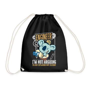 Engineer I'm Not Arguing Funny Engineer - Drawstring Bag - black - Front
