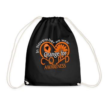 COPD Awareness Shirt, im November tragen wir Orange - Turnbeutel - Schwarz - Vorne