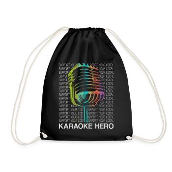 Karaoke Singer 80s Retro Support - Drawstring Bag - black - Front